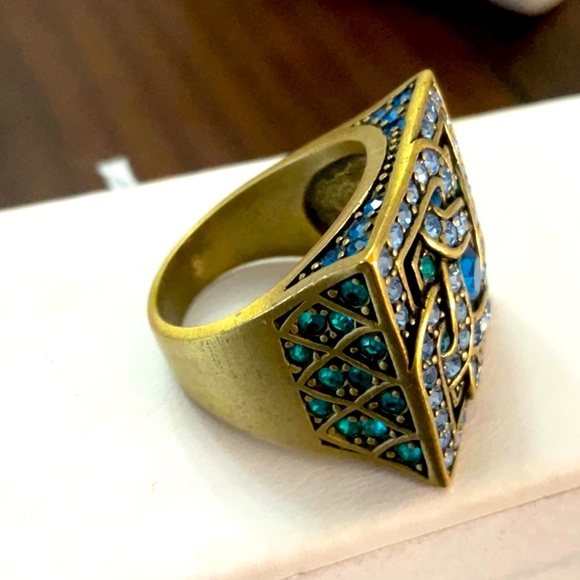 Kathy Levine -vintage, statement,  teal serendipity ring Sz. 8 - Picture 5 of 6